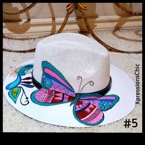 Hand Painted Straw Panama Style